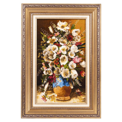 تابلو فرش دستباف سی پرشیا مدل گل در گلدان سفالی کد 903490