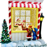 گوی موزیکال مدل پمپی لایت باکس آکواریومی طرح آبنبات بابانوئل و کریسمس کد P4237