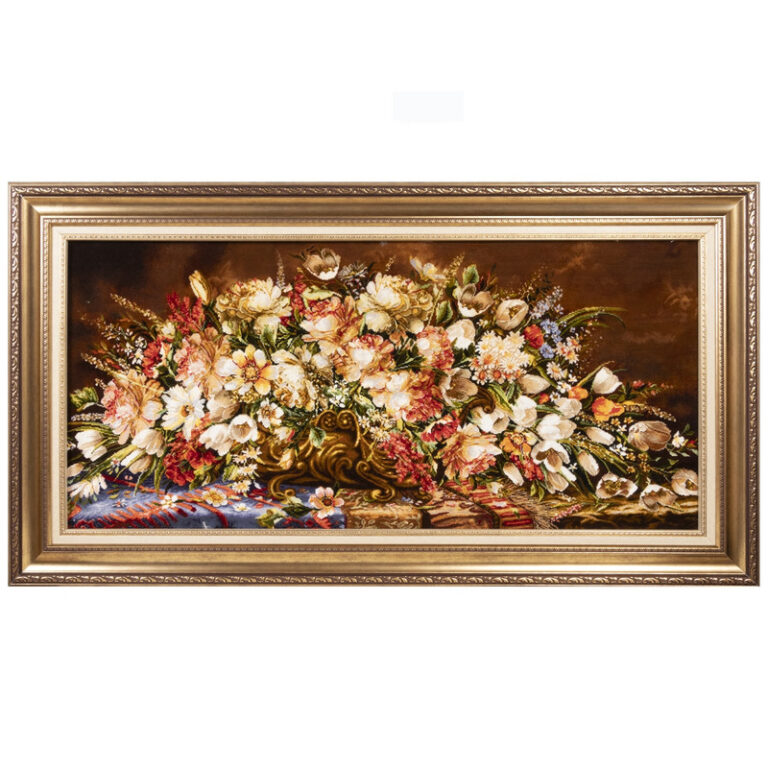 تابلو فرش دستباف سی پرشیا مدل گل در گلدان برنزی کد 903658