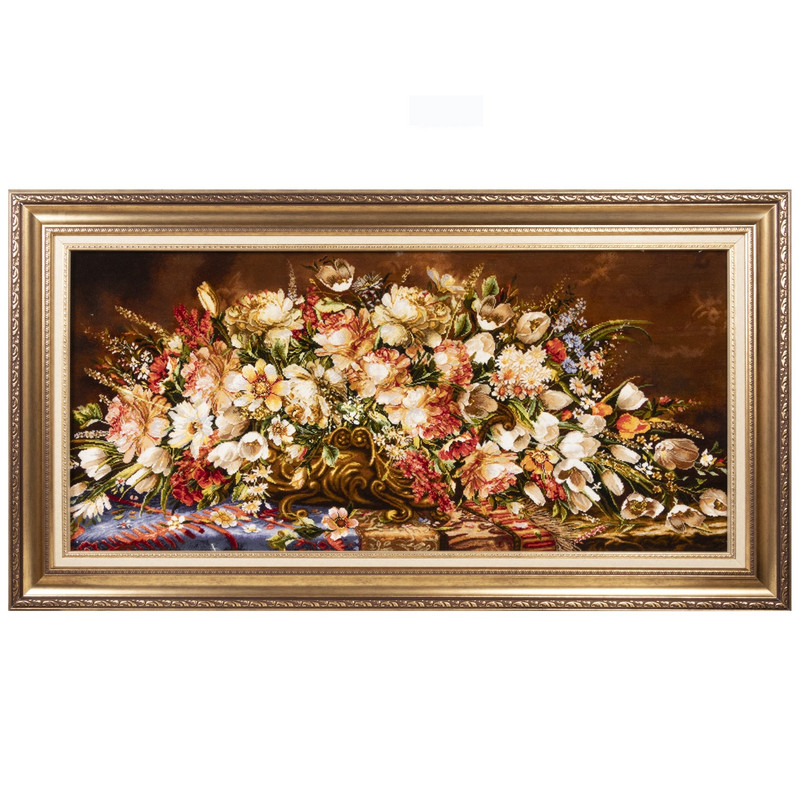 616b063eddab348a6744fa8c3482935e تابلو فرش دستباف سی پرشیا مدل گل در گلدان برنزی کد 903658