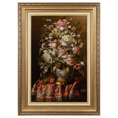 تابلو فرش دستباف سی پرشیا طرح گل در گلدان کد 903995