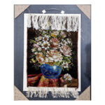 تابلو فرش دستباف مدل گلدان گل ابریشمی کد 304