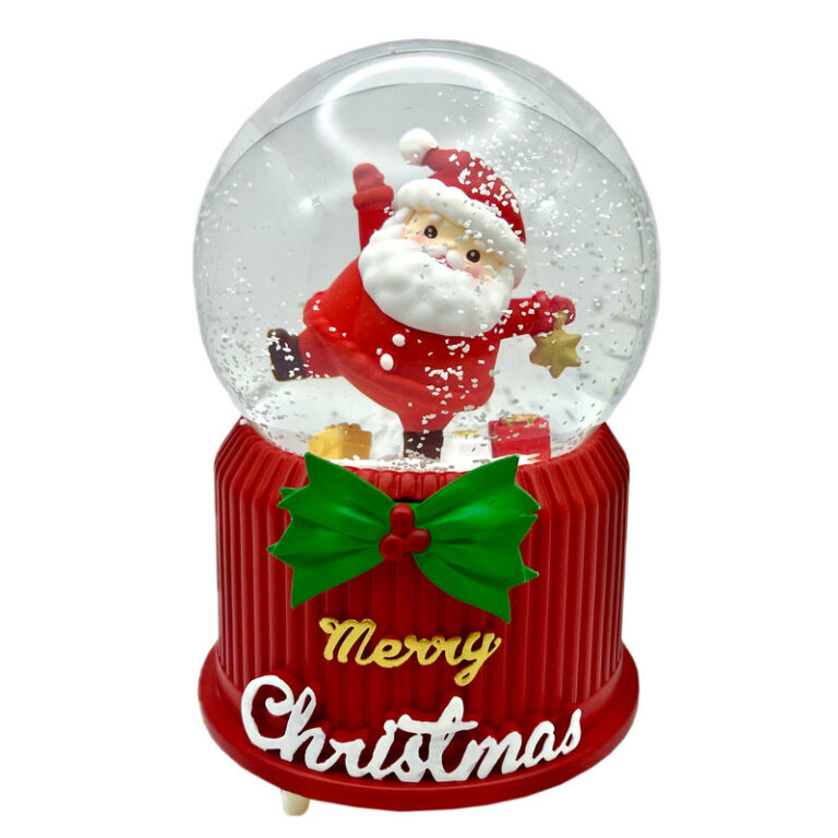 گوی موزیکال مدل پمپی هدیه بابانوئل مهربان و ستاره طرح کریسمس کد PA4029