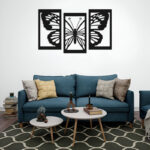 دیوارکوب مدل پروانه فلزی مجموعه ۳ عددی