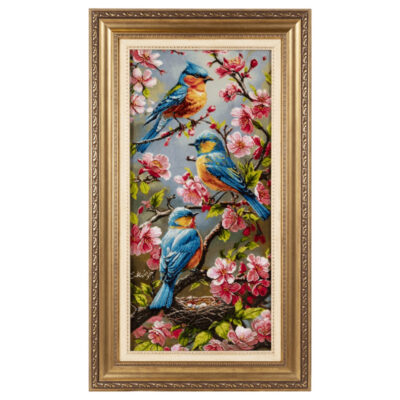 تابلو فرش دستباف سی پرشیا طرح پرندگان و شکوفه های بهاری کد 904037