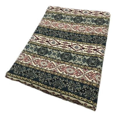 روفرشی مدل جاجیم ترکمن طرح 2 رو کد 03 زمینه کرم