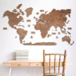 دیوارکوب انجوی وود طرح چوبی نقشه جهان کد 21