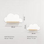شلف دیواری اتاق کودک  مدل پونی طرح ابر بسته دو عددی