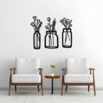 دیوارکوب مدل گل و گلدان فلزی مجموعه ۳ عددی