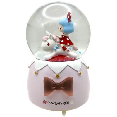 گوی موزیکال مدل پمپی modern girl طرح دختر و اسب شاخدار کد PAB7663