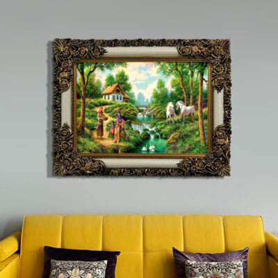 تابلو فرش ماشینی طرح روستا کد ۷۴۰۰