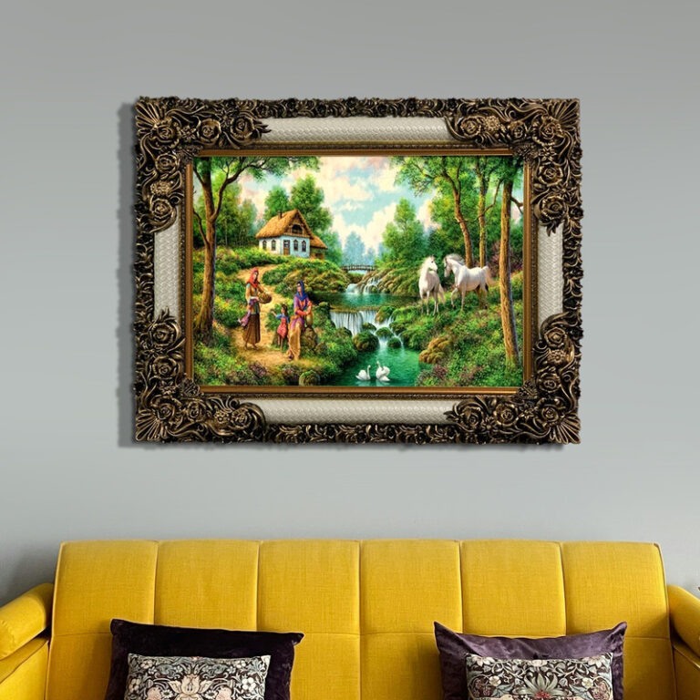 تابلو فرش ماشینی طرح روستا کد ۷۴۰۰