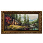 تابلو فرش ماشینی طرح دستبافت مدل کلبه جنگلی کد 8210