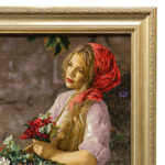 تابلو فرش دستباف مدل دختر گل فروش عاقلی کد 980