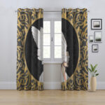 پرده مدل پانچی طرح نقاشی خط سایز 280x145 سانتی متر