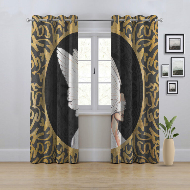 پرده مدل پانچی طرح نقاشی خط سایز 280x145 سانتی متر