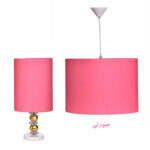 آباژور رومیزی مدل پارچه رنگی به همراه لوستر