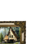 تابلو فرش ماشینی طرح دستبافت مدل کلبه جنگلی کد 7484