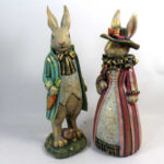 مجسمه مدل خرگوش جنتلمن مجموعه 2 عددی