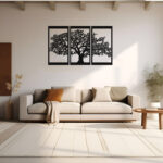 دیوارکوب مدل درخت زندگی فلزی مجموعه 3 عددی