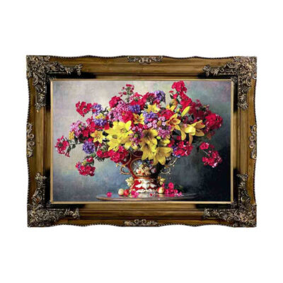 تابلو فرش ماشینی مدل گلدان گل کد 8957