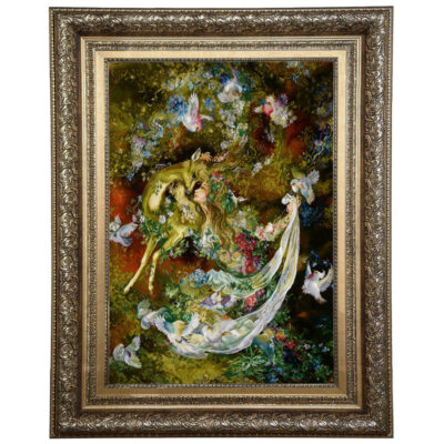 تابلو فرش دستبافت طرح آهو کد 72