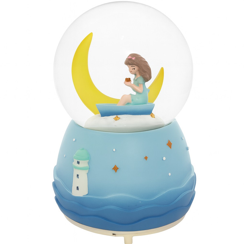 a20bbe45f0adfe77cd4ad7a1c916d779 گوی موزیکال مدل چراغدار و پمپی چرخان دختر و ماه