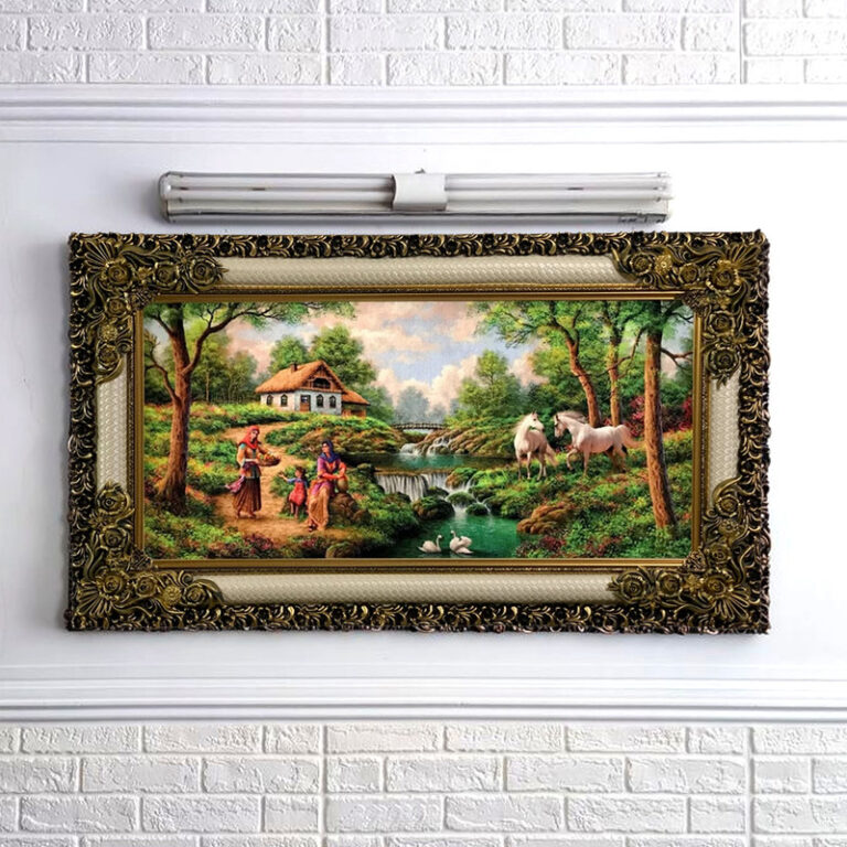 تابلو فرش ماشینی طرح روستا کد ۷۲۱۷