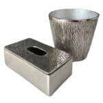 ست سطل و جای دستمال کاغذی مدل آلومینیوم طرح لاویز