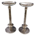 شمعدان مدل آلومینیوم طرح لاویز بسته 2 عددی