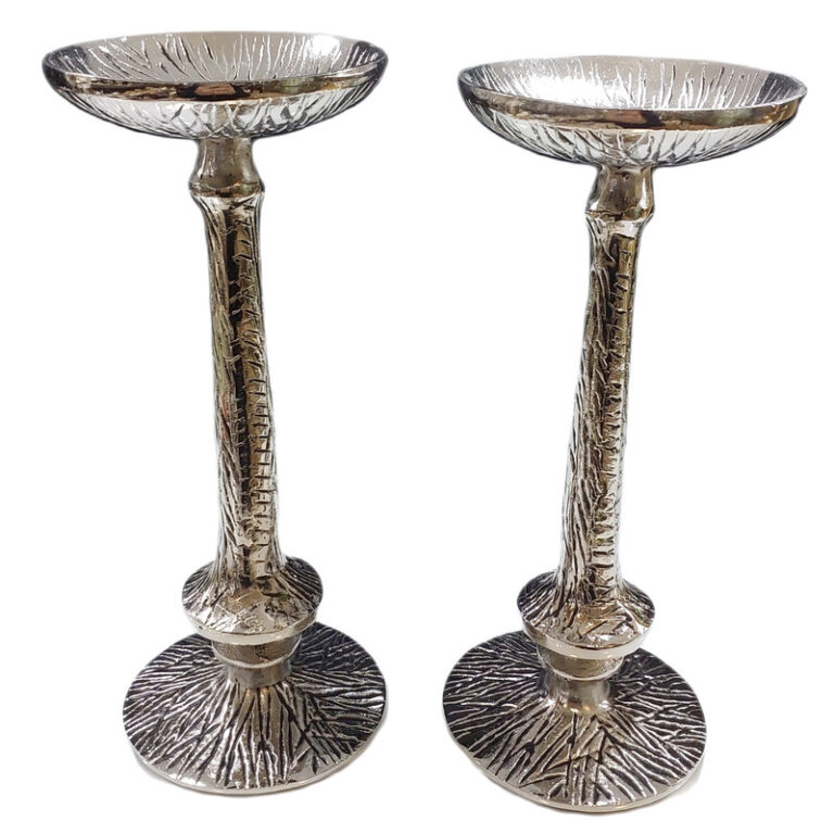 شمعدان مدل آلومینیوم طرح لاویز بسته 2 عددی