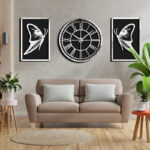 ساعت دیواری اِلِنسی مدل پروانه به همراه تابلو