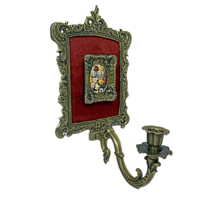 abe25b9dc7166228d6d6e2fcf919e020 شمعدان مدل دیوارکوب آنتیک طرح برنزی کد 01