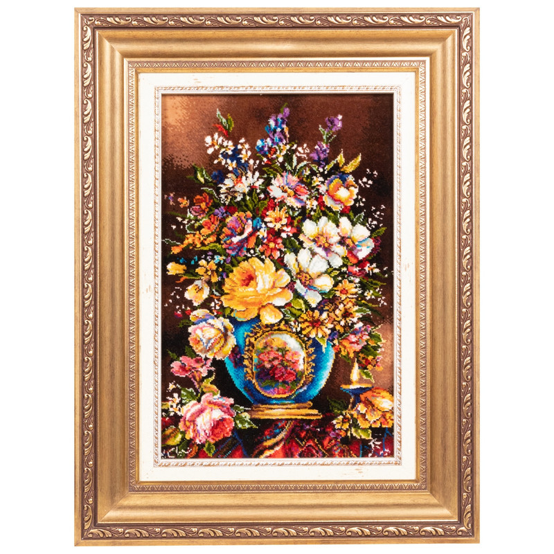 b070b1b42eeb5b630d0069bf7269c5da تابلو فرش دستباف سی پرشیا مدل گل با گلدان کد 903718