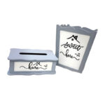 ست سطل و جای دستمال کاغذی مدل Text-Wh