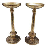 شمعدان مدل آلومینیوم طرح لاویز بسته 2 عددی