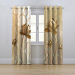 پرده مدل پانچی طرح گل سه بعدی سایز 280x145 سانتی متر