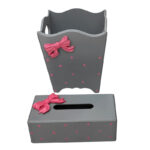 ست سطل و جای دستمال کاغذی مدل پروانه