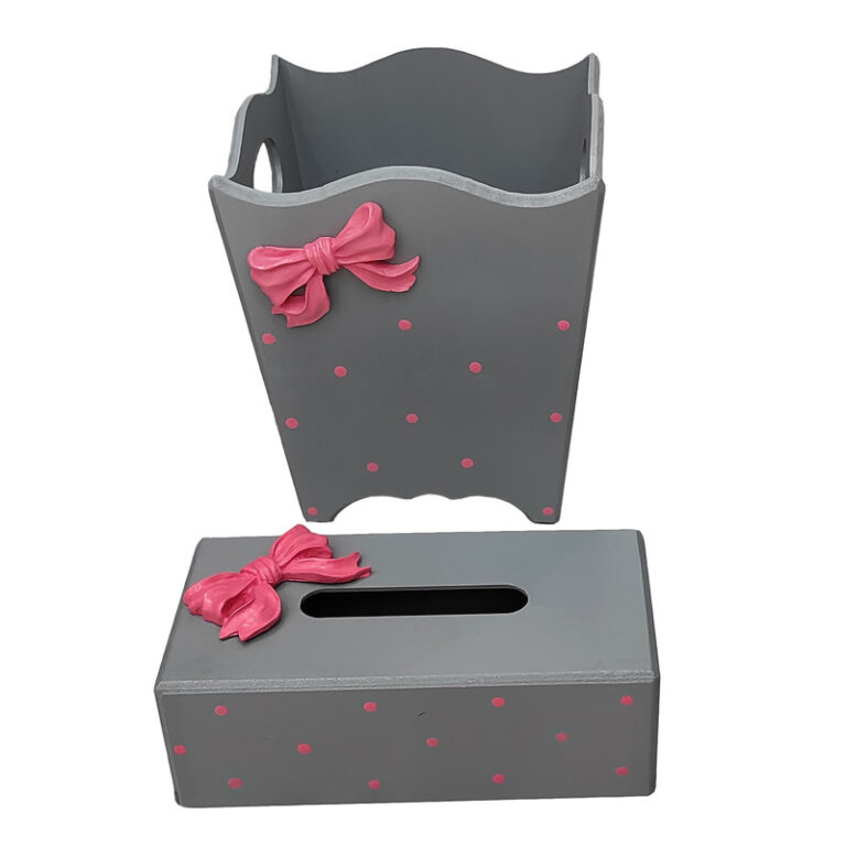 ست سطل و جای دستمال کاغذی مدل پروانه