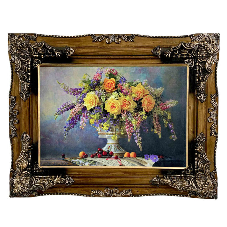 تابلو فرش ماشینی مدل گلدان گل کد 8955