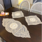 ست رومیزی 3 تکه مدل قیطان دوزی طرح ستاره کد 4