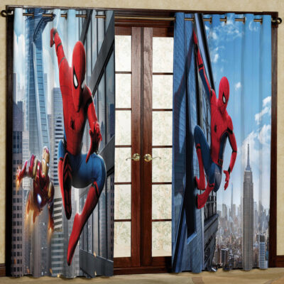 پرده مدل مرد عنکبوتی  مخمل پانچی کد 1720 سایز 140x280 سانتی متر