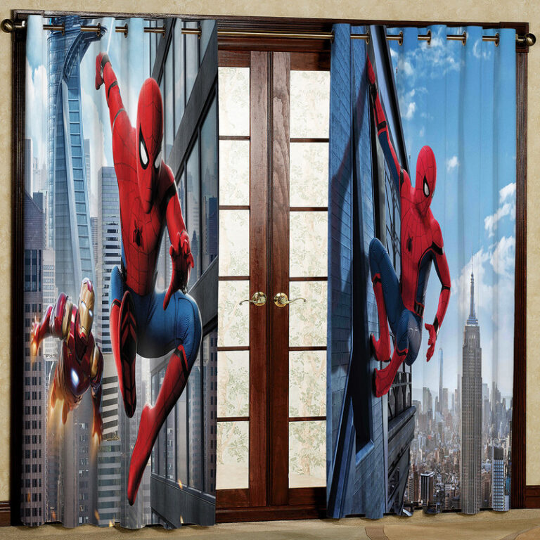 پرده مدل مرد عنکبوتی مخمل پانچی کد 1720 سایز 140x280 سانتی متر