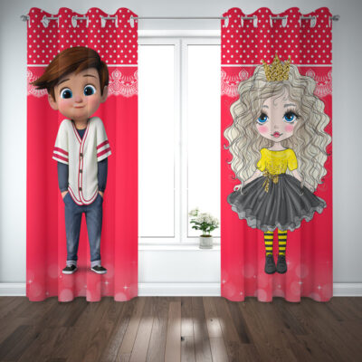 پرده مدل دختر و پسر سایز 140x210 سانتی متر