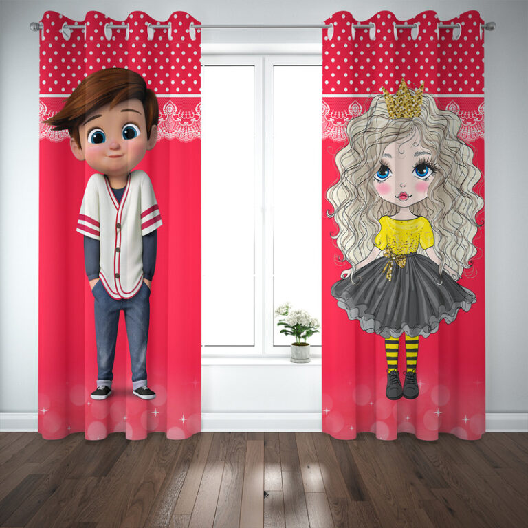 پرده مدل دختر و پسر سایز 140x210 سانتی متر