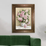 تابلو فرش ماشینی نقش نگار رضوی طرح گل کد 2086KC