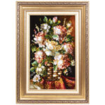 تابلو فرش دستباف سی پرشیا مدل گل در گلدان حصیری کد 903453