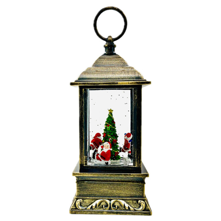 گوی موزیکال مدل پمپی مجسمه چرخشی طرح فانوس بابانوئل کریسمس کد P4191