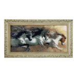 تابلو فرش ماشینی طرح دستبافت مدل اسب ها کد 8255