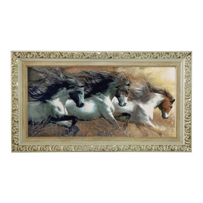 تابلو فرش ماشینی طرح دستبافت مدل اسب ها کد 8255